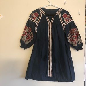 NWOT Boho embroidery dress with tassels